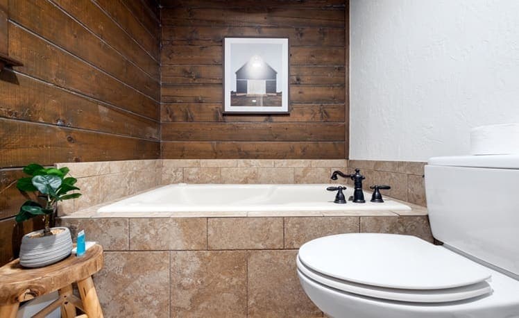Soaking tub in the primary bathroom
