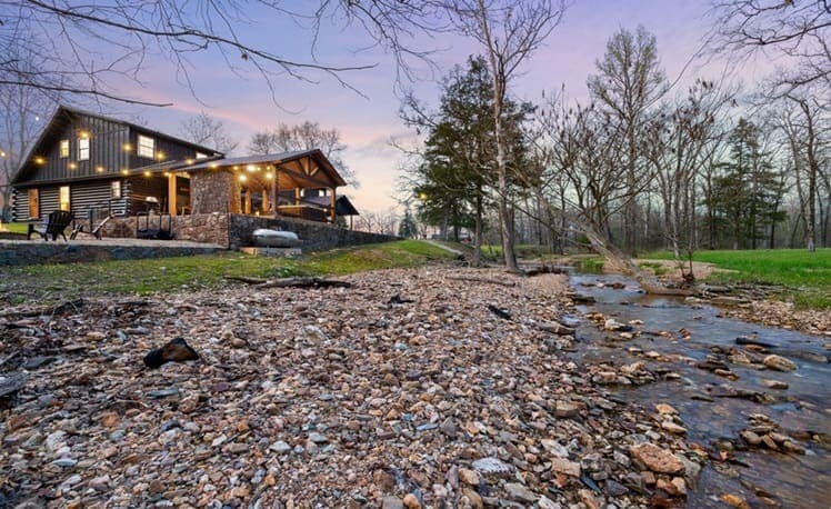 Looking toward the cabin from the creek bank