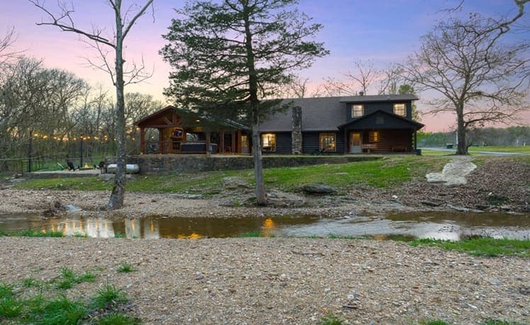 View of Creekside Ranch cabin from across the creek